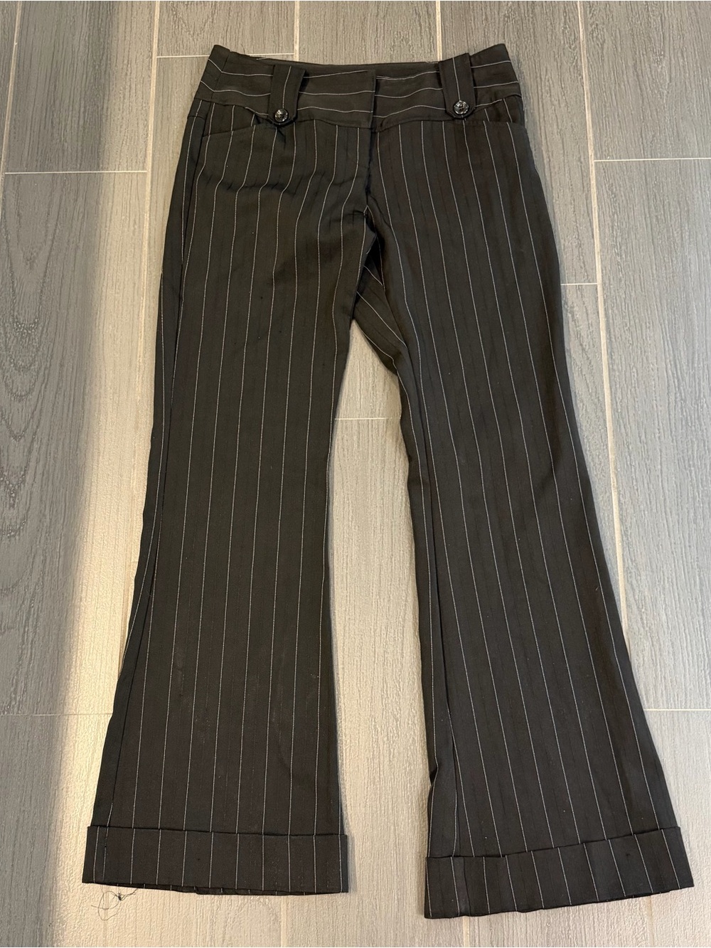 Black Pinstripe Boot Cut Pants